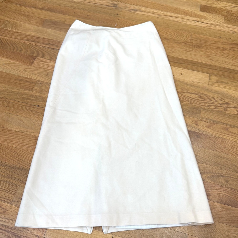 Tahari Ivory Maxi Skirt Off White Back Slit Lined Minimalist‎ Professional Skirt